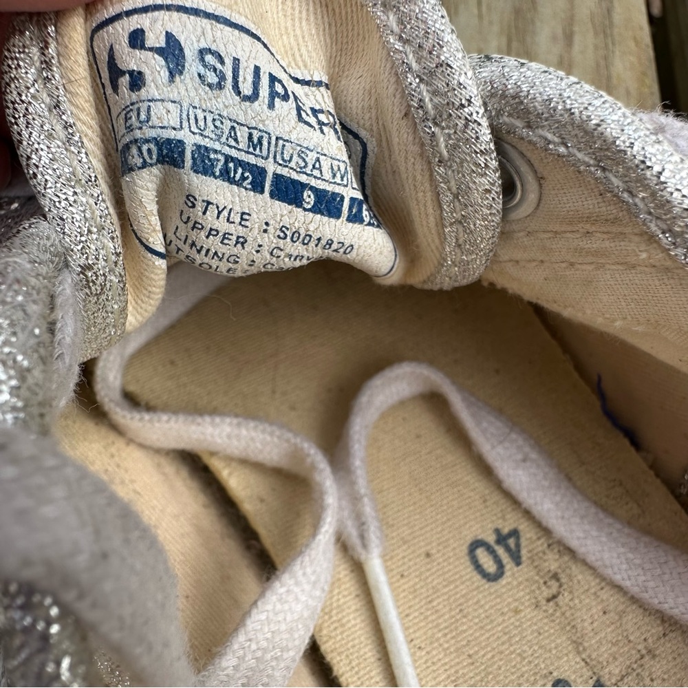 Superga Metallic Canvas Low Top Sneakers Silver Gray Size 9 - Picture 8 of 10